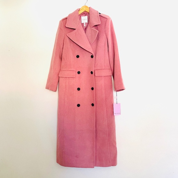 Avec Les Filles Fuzzy Pink Rose Long Double Breasted Coat - Picture 13 of 14